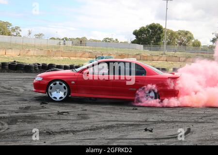 Heathcote Park Burnouts, Heathcote Park Raceway, Victoria, Australia Stock Photo