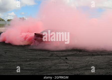 Heathcote Park Burnouts, Heathcote Park Raceway, Victoria, Australia Stock Photo