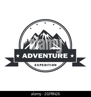 Mountain Adventure Logo Design Template Stock Vector