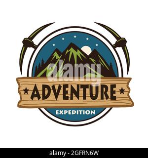 Night Adventure Mountain Climbing Logo Vector Template Design Stock Vector