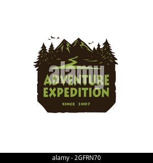 Logo for Camping Mountain Adventure, Emblems, and Badges. Camp in Forest Vector Illustration Design Template Stock Vector
