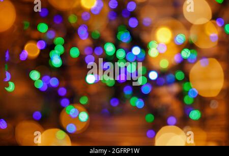 Lights in yellow golden color. Holiday abstract background. Stock Photo