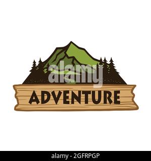Adventure Camping Mountain Logo, Emblems, and Badges. Camp in Forest Vector Illustration Design Elements Template Stock Vector