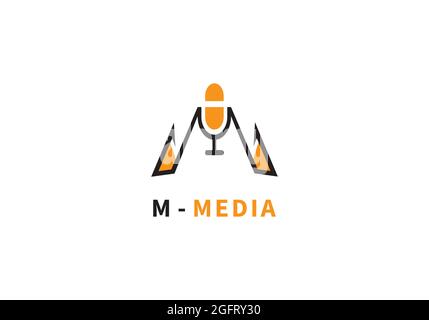 Letter M Media Music podcast logo design template. Stock Vector