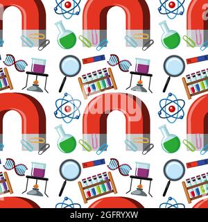 Science learning tools seamless background illustration Stock Vector