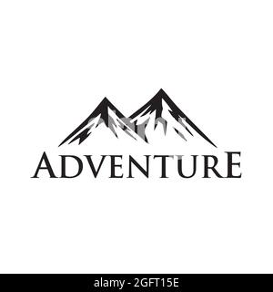 Forest, Mountain Adventure. Black And White Vector Logo Template Design Stock Vector