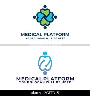 Blue green people medical vector logo design Stock Vector