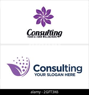 Purple leaf floral icon consulting logo design Stock Vector
