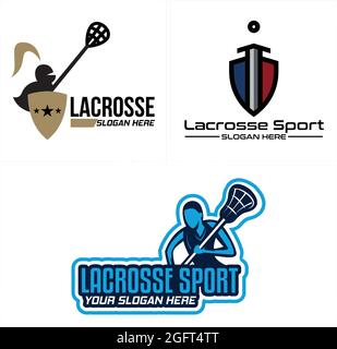 Lacrosse sport training logo design Stock Vector