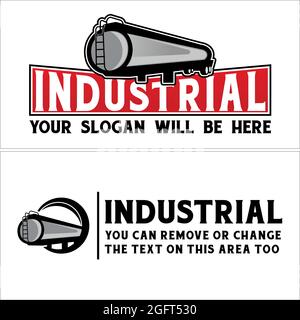 Industrial with oil tank car logo design vector Stock Vector