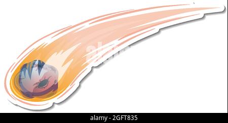 Sticker template with meteorite flame isolated illustration Stock ...