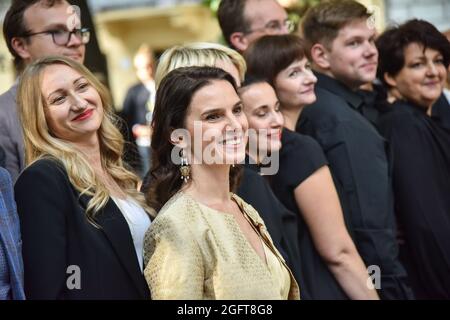 Lviv, Ukraine. 26th Aug, 2021. Famous conductor Oksana Lyniv seen during the opening of the sculpture by Franz Xaver Mozart in Lviv. The 5th LvivMozArt International Festival of Classical Music has started in Lviv. On the occasion of the 230th anniversary of Franz Xaver Mozart (composer, musician of Lviv and inspirer of the festival), his allegorical sculpture was installed in the city. The monument to the composer was created by the Austrian sculptor Sebastian Schweikert. Credit: SOPA Images Limited/Alamy Live News Stock Photo