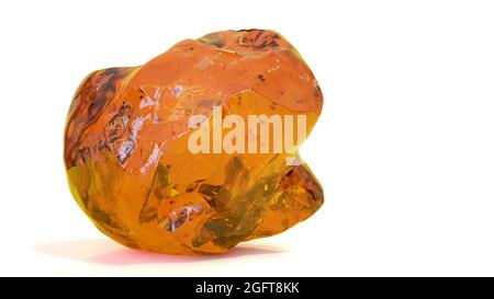 amber, fossilized tree resin isolated with shadow on white background Stock Photo