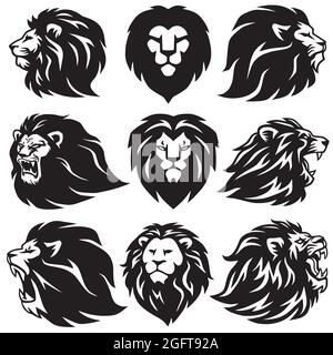 Lion Logo Set Collection. Premium Design Vector Illustration Emblem Icons Stock Vector