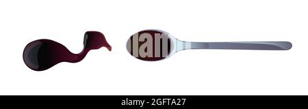 Soy asian sushi sauce in spoon. Realistic elements for food icon and design Stock Vector