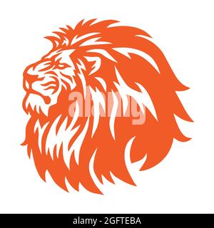 Red Lion Head Angry Roaring Logo Vector Icon Stock Vector