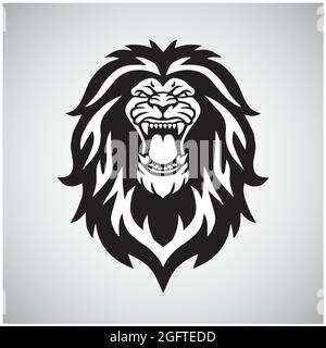 Angry Lion Roaring Logo Mascot Vector Stock Vector