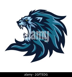 Angry Lion Roaring Head Mascot Stock Vector