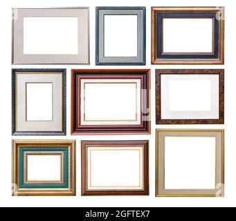 vintage frames with passepartout isolated on white background Stock Photo