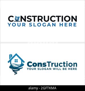 Construction home building logo design Stock Vector
