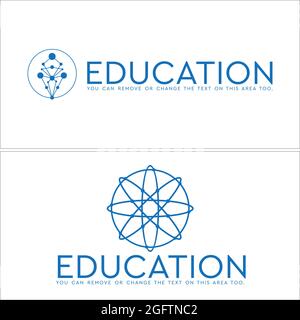 Blue circle line atomic logo design science education Stock Vector