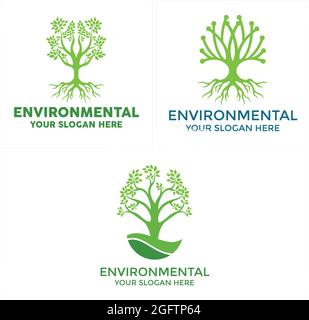 Environmental organic tree logo vector Stock Vector