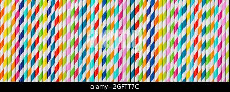 Paper straw of different colors background Stock Photo