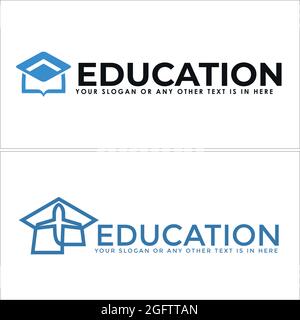 Education with graduation cap and plane combination logo vector Stock Vector