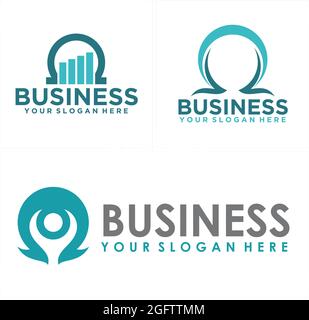 Business consulting with icon chart bar and people logo design Stock Vector