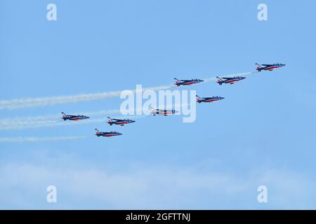 Helsinki, Finland - August 6, 2021: French airforce display team Patrouille De France in Kaivopuisto Air Show Stock Photo