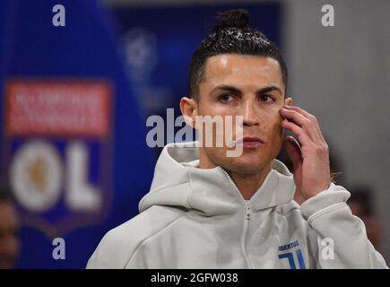 File photo dated February 26, 2020 of Juventus' Cristiano Ronaldo during the UEFA Champions League round of 16 first leg Olympique Lyonnais (OL) v Juventus Turin football match at the Parc Olympique Lyonnais stadium in Decines-Charpieu near Lyon, central-eastern France. Manchester City are in talks to sign Cristiano Ronaldo from Juventus. The Portugal captain, through his agent Jorge Mendes, has told Juventus he no longer wants to play for the club. Ronaldo, who is in the final year of his contract in Turin, was not in City's plans this summer but he is an option they are considering after the Stock Photo
