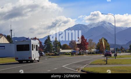 Te Anau, a town in the South Island of New Zealand. This tourist destination is the gateway to the Fiordland National Park