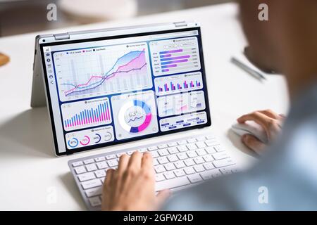 Data Analyst Using Data Analytics KPI Dashboard Stock Photo