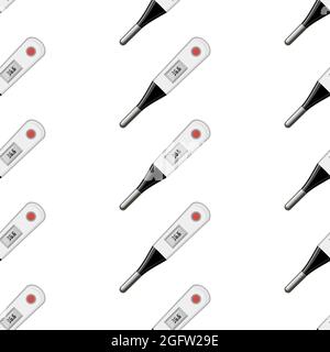 Modern Digital Medical Thermometer. Measuring Temperature. Symbol of Medicine. Seamless Pattern Stock Vector