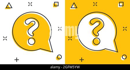 Question mark icon in comic style. Discussion speech bubble vector cartoon illustration pictogram. Question business concept splash effect. Stock Vector