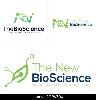 Green icon molecule atom logo abstract design bio science Stock Vector