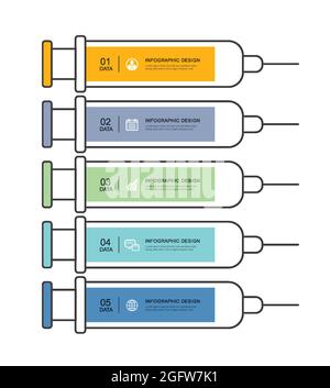 Vaccination needle abstract syringe infographic. Medical and healthcare infographic template. Stock Vector