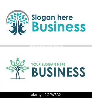 People and leaves icon vector logo design Stock Vector