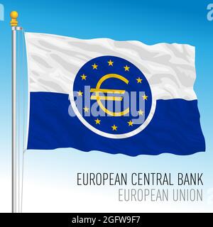 ECB, European Central Bank flag, Frankfurt, vector illustration Stock Vector