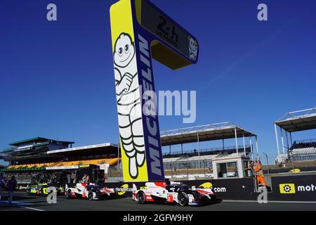 The Michelin Tower, sited at the end of the pitlane at the Circuit de La Sarthe, Le Mans, France Stock Photo