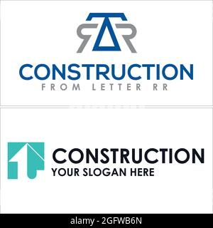 Initial RR and home building icon vector logo design template Stock Vector