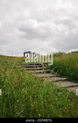 Abstract view of the National Monument of Scotland, on Calton Hill in Edinburgh, a memorial to the Scots who perished in the Napoleonic Wars Stock Photo