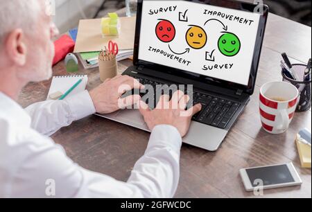Survey concept shown on a laptop screen Stock Photo