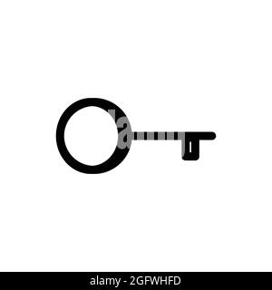 Key vector icon. House keys silhouette black outline symbol. Isolated vector illustration. Trendy outline style design Stock Vector