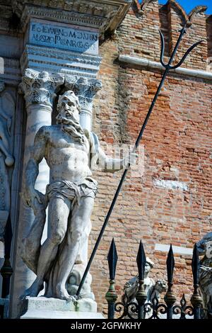 Arsenale di Venezia: Entry gate statue Stock Photo
