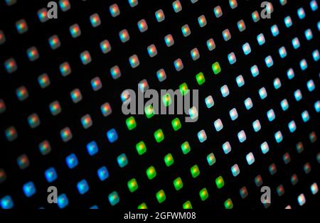 pixels of modern LED screen close-up Stock Photo