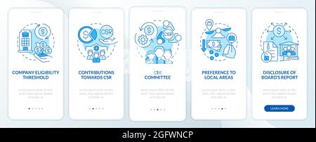 CSR basics blue onboarding mobile app page screen Stock Vector