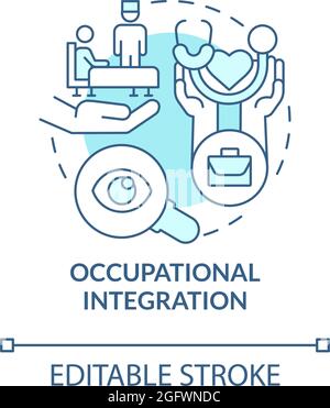Occupational integration blue concept icon Stock Vector