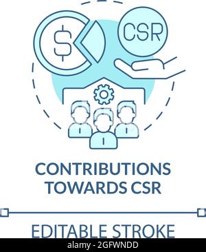 Contributions towards CSR blue concept icon Stock Vector