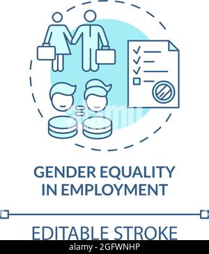 Gender equality in employment blue concept icon Stock Vector